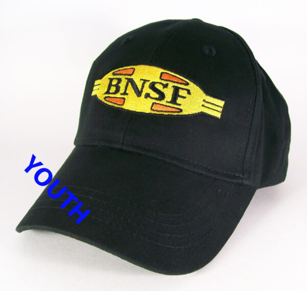 BNSF Cigarband Railroad Black Embroidered Youth Kids Cap Hat #40-0061YK