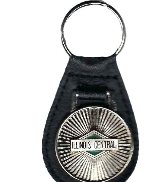 Illinois Central Railroad Leather Fob Key Chain Ring #62-1051