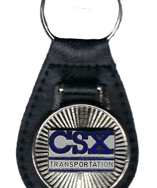 CSX Transportation Railroad Leather Fob Key Chain Ring #62-1296
