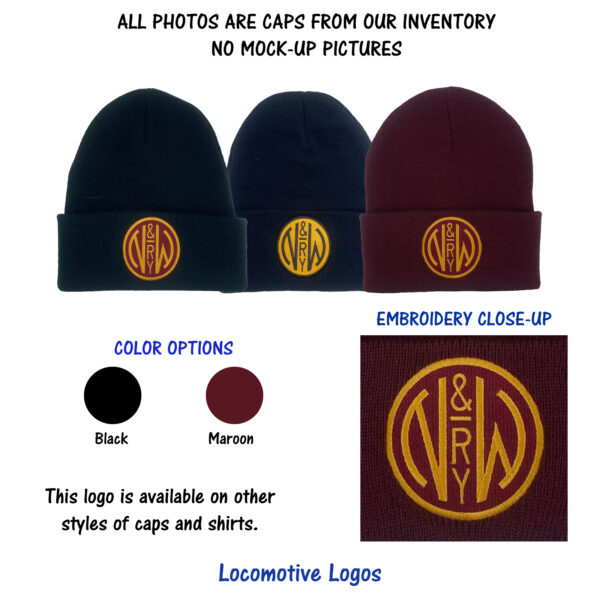 Norfolk & Western (N & W) Railway Embroidered Beanie Cap #40-3600BN