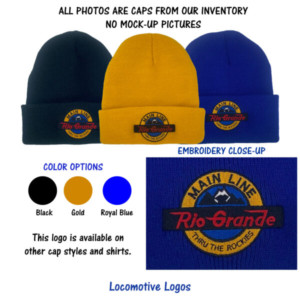 Rio Grande Main Line Railroad Embroidered Beanie Cap #40-0012BN