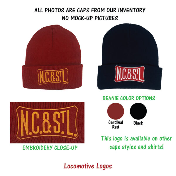 Nashville Chattanooga & St. Louis Railway Embroidered Beanie Toboggan Cap #40-3000BN