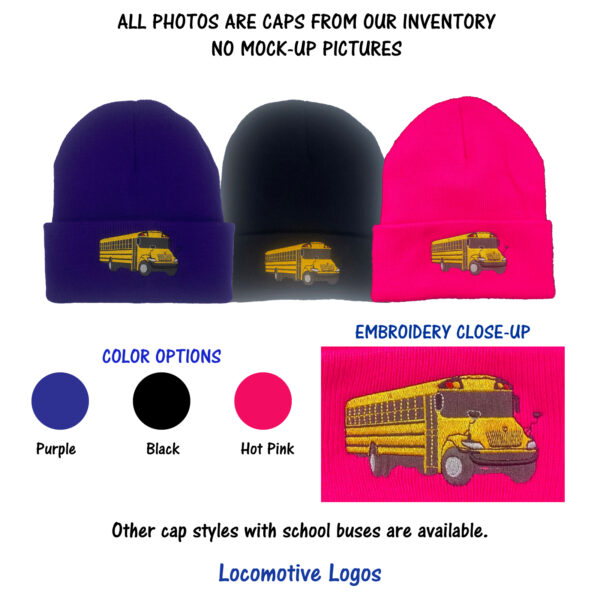 Yellow School Bus Driver Embroidered Beanie Cap #40-8300BN