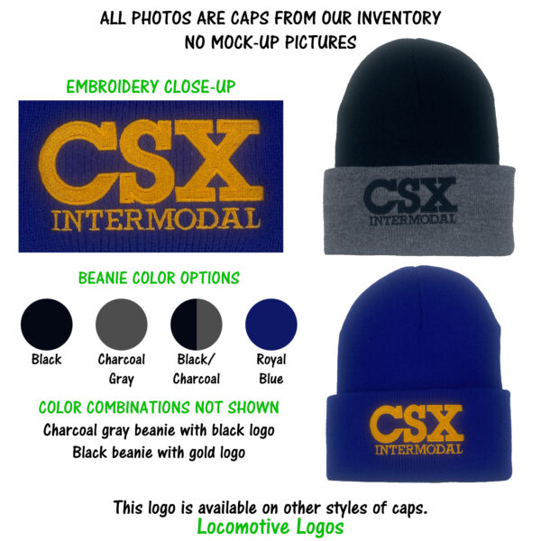 CSX Transportation Intermodal Railroad Embroidered Beanie Cap #40-6022BN