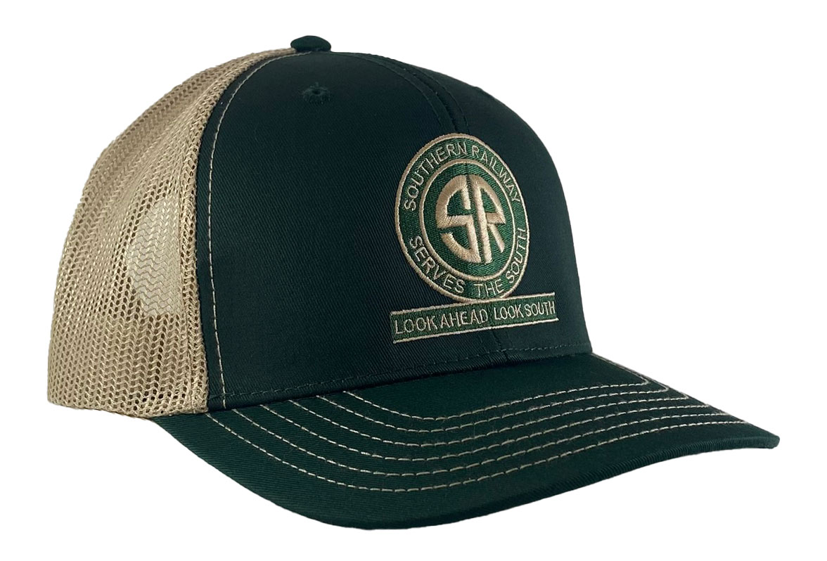 Southern Railway Serves the South Dark Green & Khaki Mesh Cap with Logo Choice GKM3