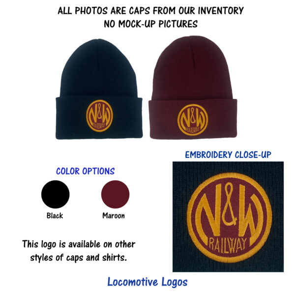 Norfolk & Western (N & W) Railway Embroidered Beanie Cap #40-3601BN