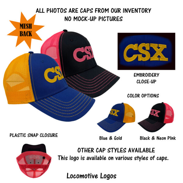 CSX Transportation Railroad Embroidered Mesh Cap Hat #40-0022RGM Choice
