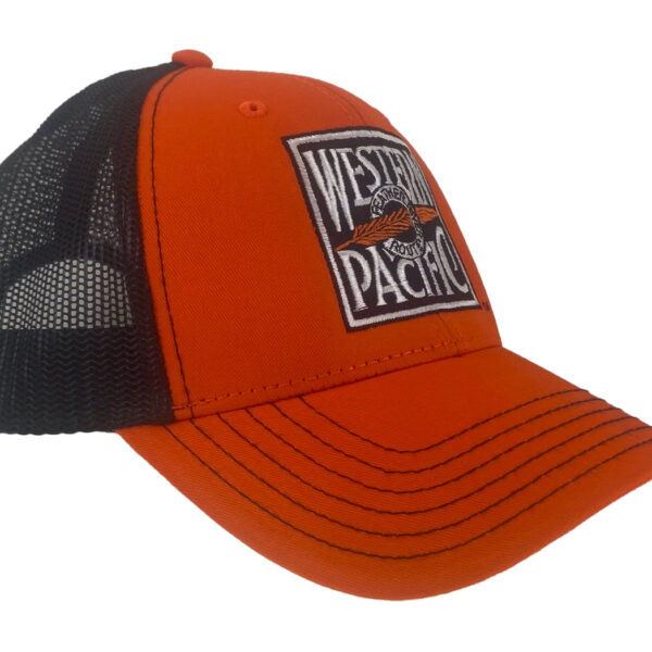 Western Pacific Railroad Embroidered Orange & Black Mesh Cap #40-0024OBM