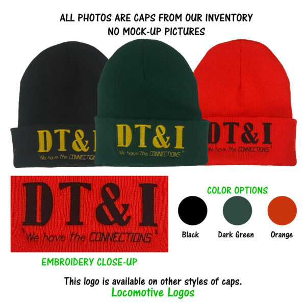 Detroit Toledo & Ironton DT&I Connections Embroidered Beanie Toboggan Cap #40-1732BN