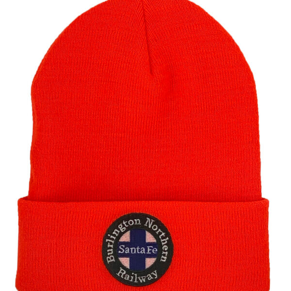 BNSF Railway Embroidered Orange Beanie Toboggan Cap #40-0003BN-062
