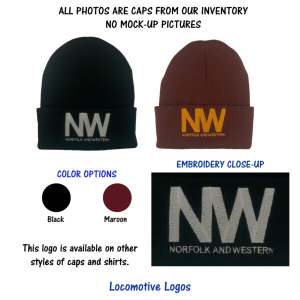 Norfolk & Western (N & W) Railway Embroidered Beanie Toboggan Cap #40-2403BN