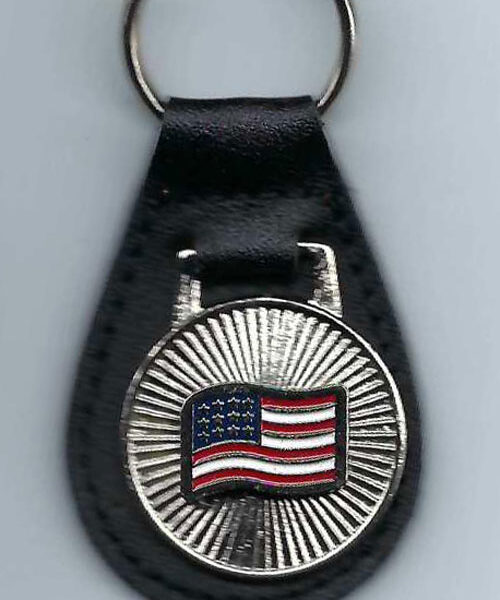 American Flag Leather Fob Key Chain Ring #62-5685W