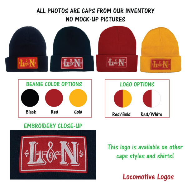 Louisville & Nashville (L & N) Railroad Embroidered Beanie Toboggan Cap #40-2900BN Choice
